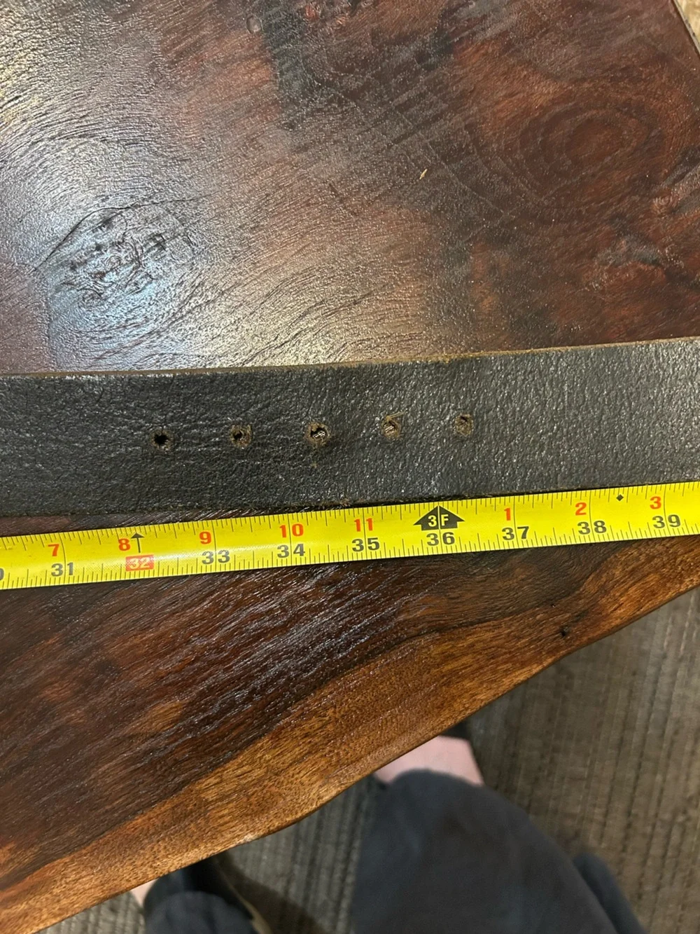 CYDWOQ Leather Belt With Round Metal Buckle with Holes Unique